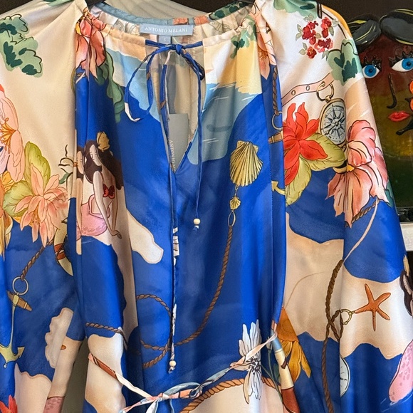 NWT Antonio Melani Raffaella blue ocean print Mini Dress Small S - Picture 9 of 9